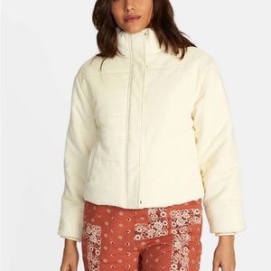 RVCA Eezah Puffer Cord Jacket. Size large, color is cream/white.